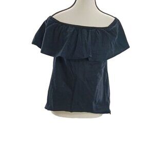 Michael Kors Blouse Black Ruffle Off Shoulder Summer Spring Womens Size XS